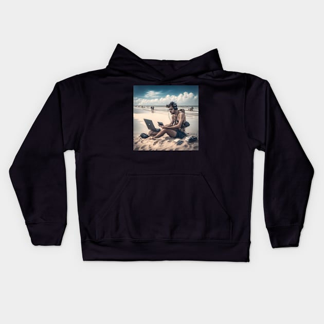 Content Creator on the Beach Kids Hoodie by Crafty Career Creations